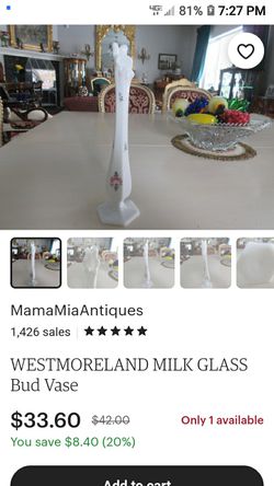Milk Glass, Pair Of Painted Bud Vases Thumbnail