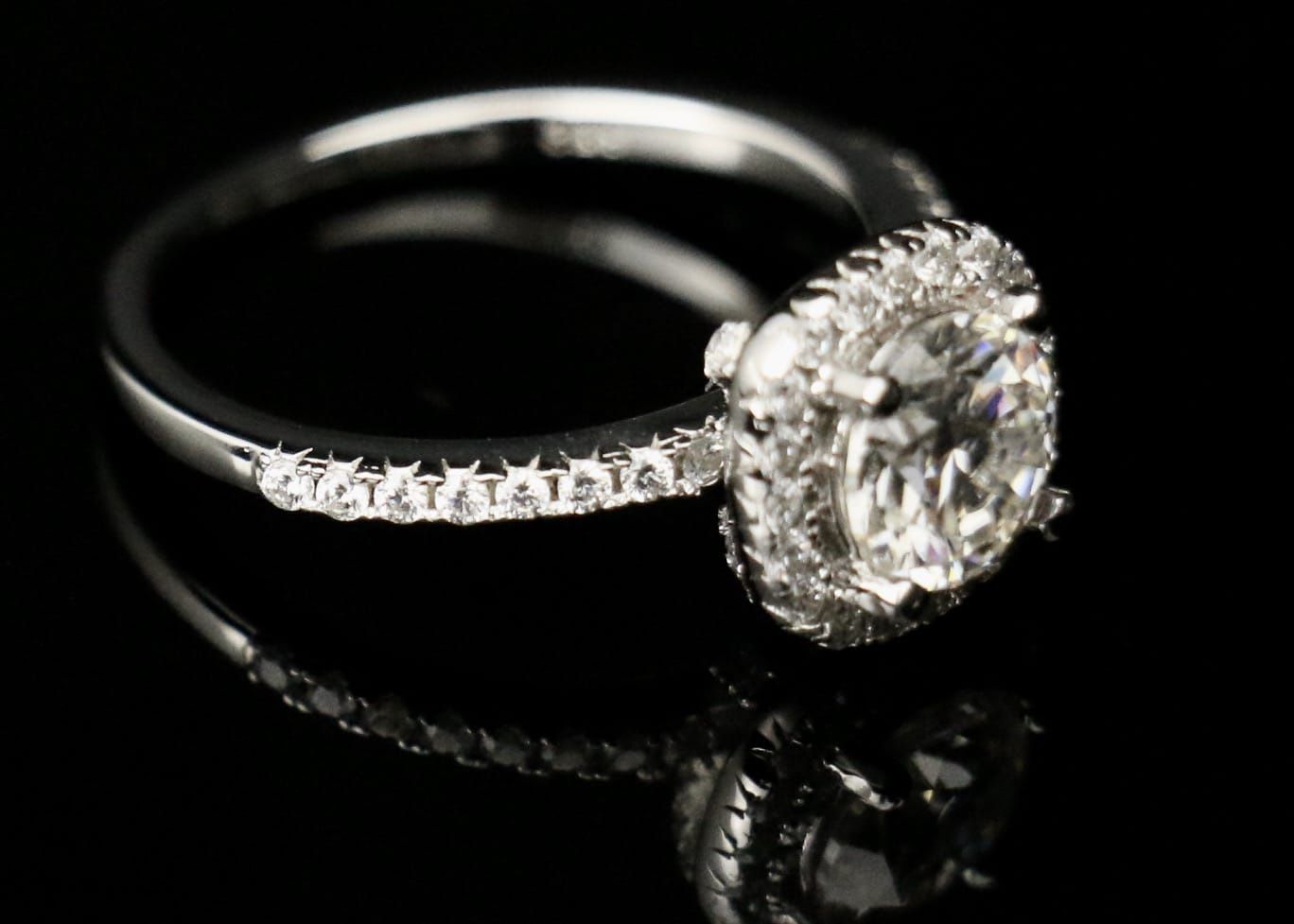 1.5c Moissanite Silver Engagement Ring