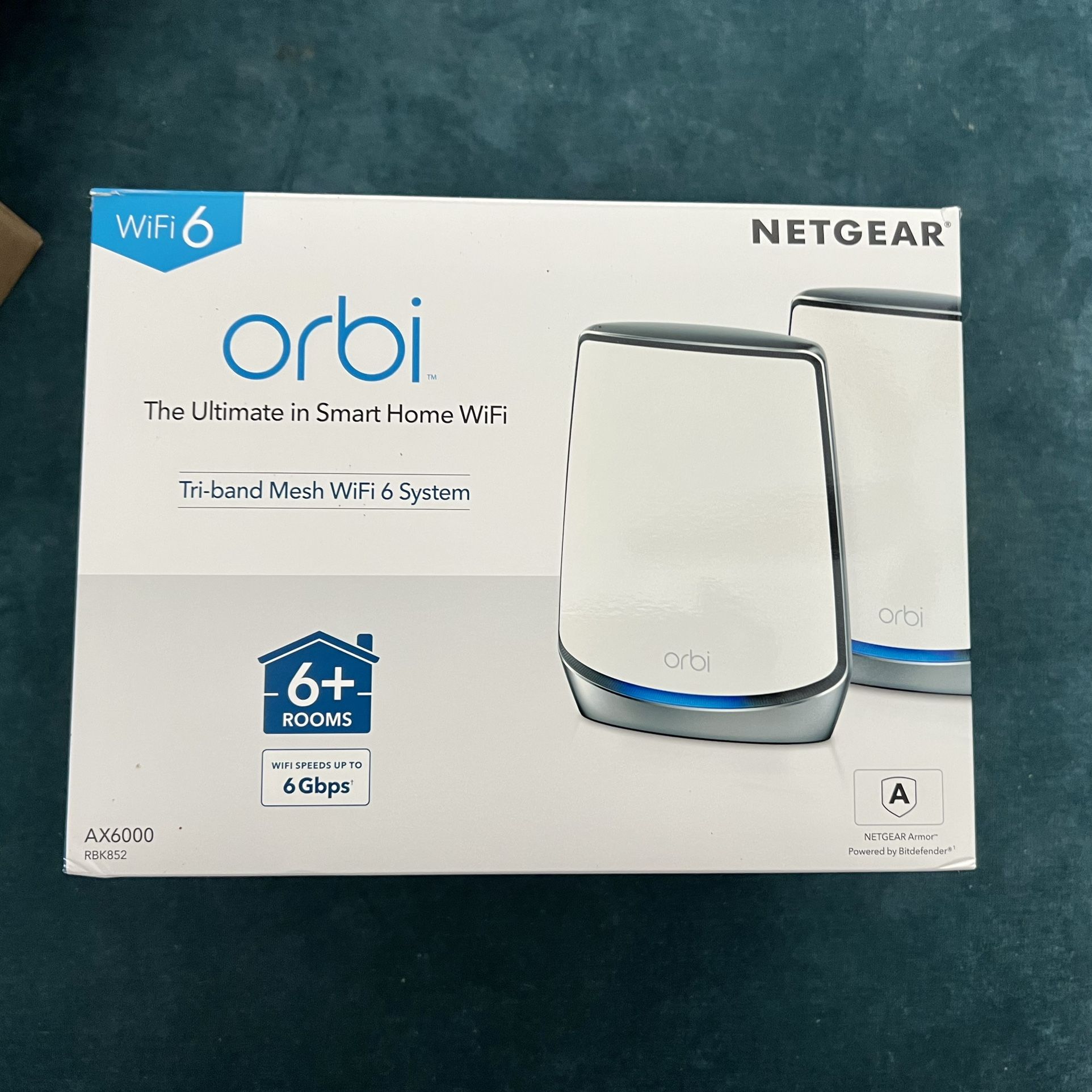 NETGEAR Orbi Whole Home Tri-band Mesh WiFi 6 System (RBK852) – 12-Stream Router with 1 Satellite Extender | Coverage up to 5,000 sq. ft., 100 Devices