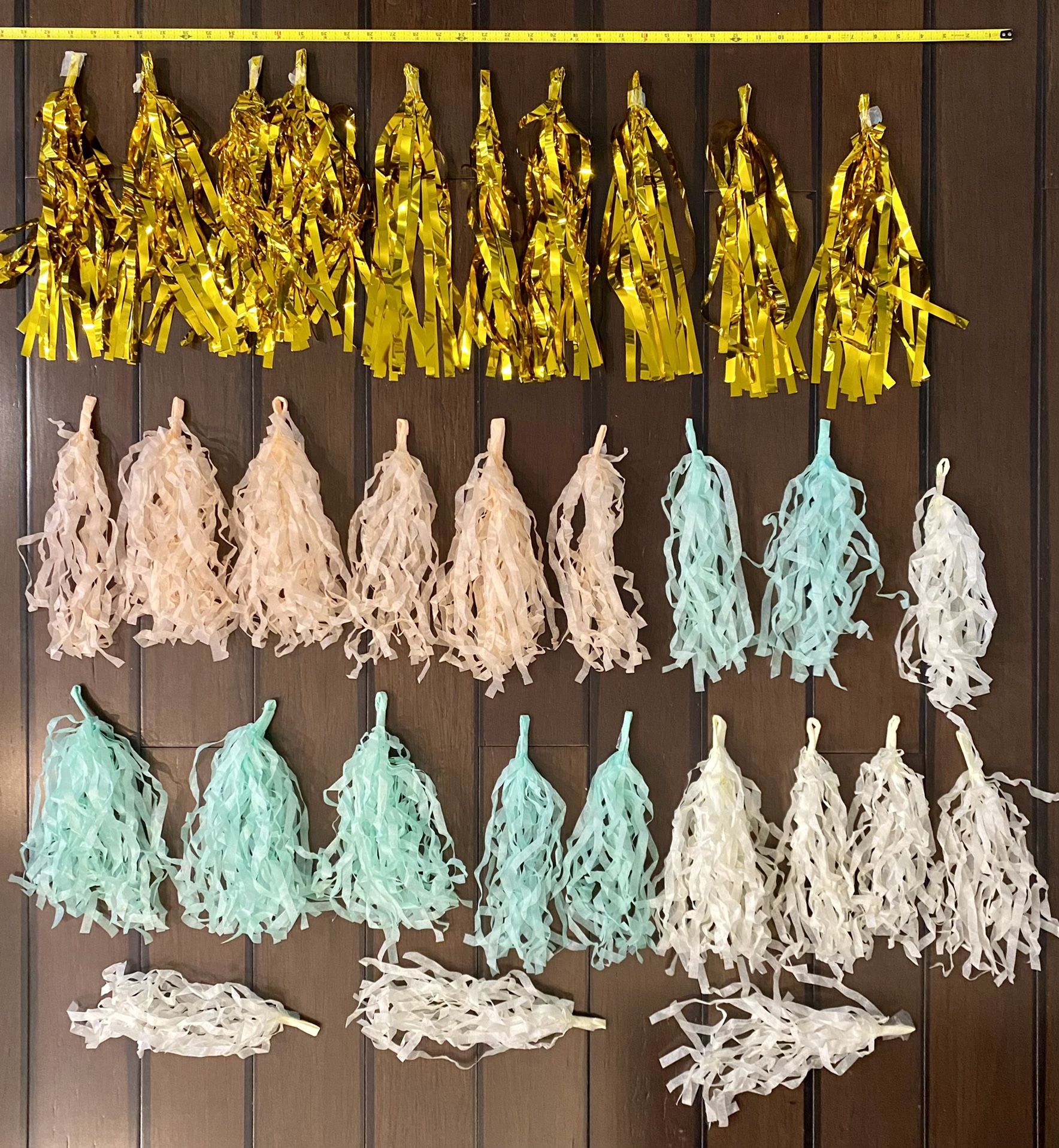 Already Made! Tissue paper tassels multi color! 31 pieces Great For April Spring Themed Party