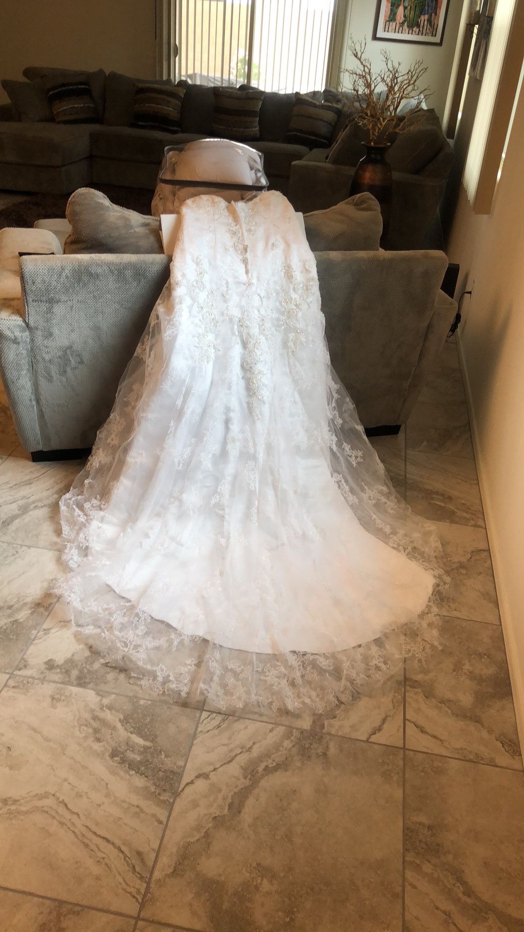 Wedding dress With Beading, Lace and a Train.
