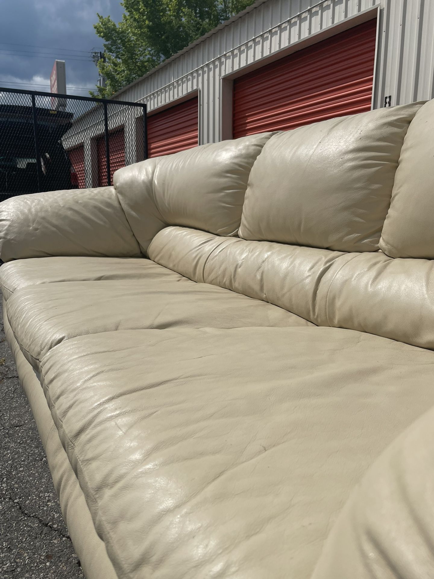 Free Delivery - Leather Cream Couch