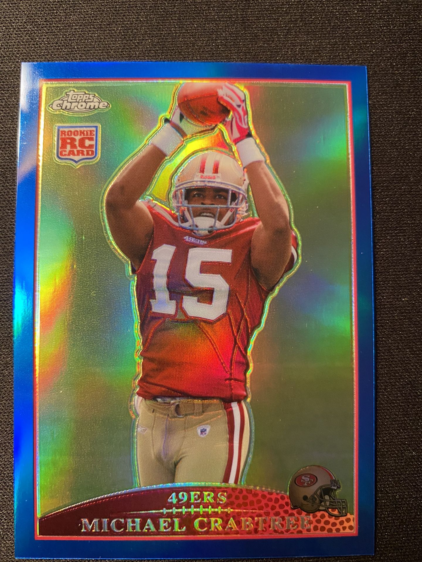 2009 Topps Chrome Michael Crabtree Blue Refractor Rookie Card #TC200