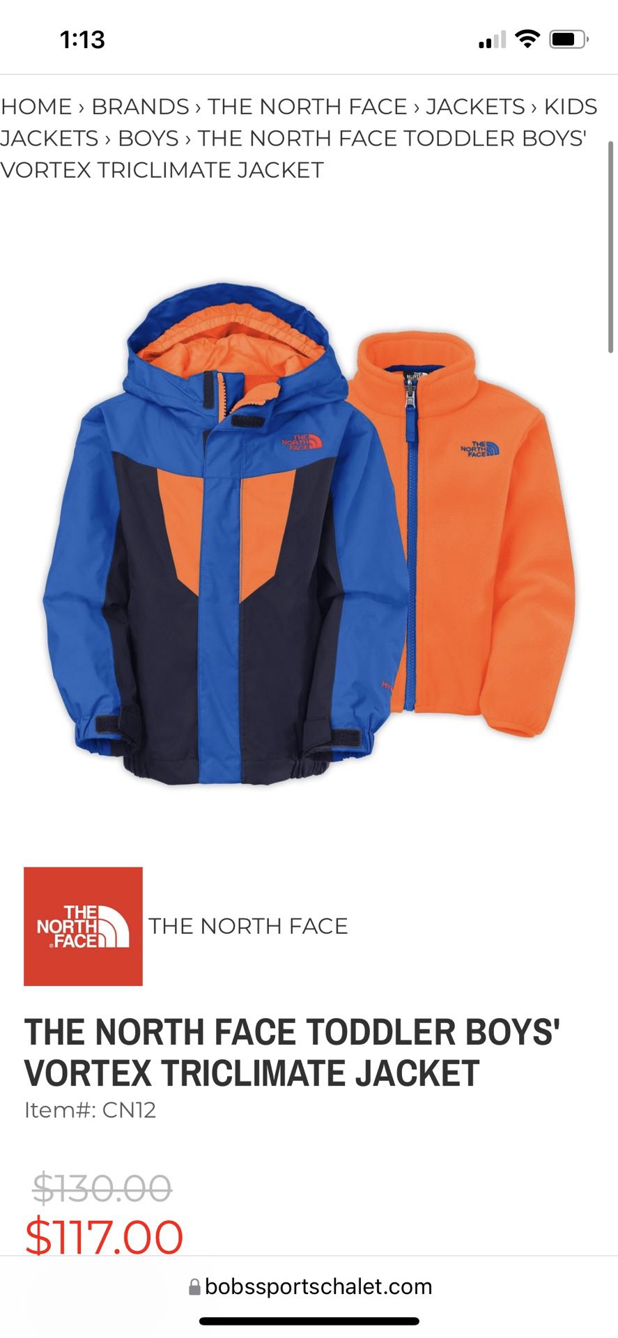 PENDING:The North Face Tri-Climate Vortex 3t Jacket
