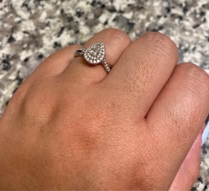 Diamond Engagement Ring 1/2 ct tw Pear/Round 14K White Gold