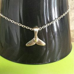 Whale Tail Anklet Silver Tone Ankle Bracelet New Thumbnail