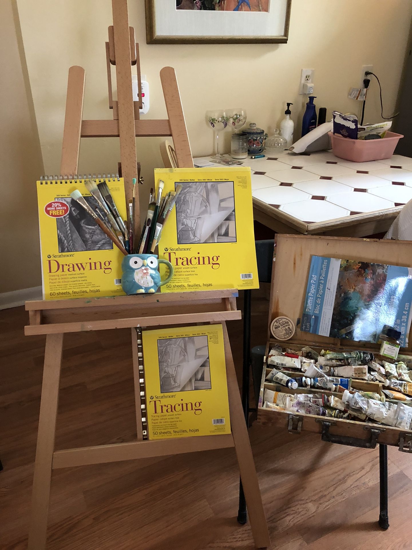Art Supplies And Easel