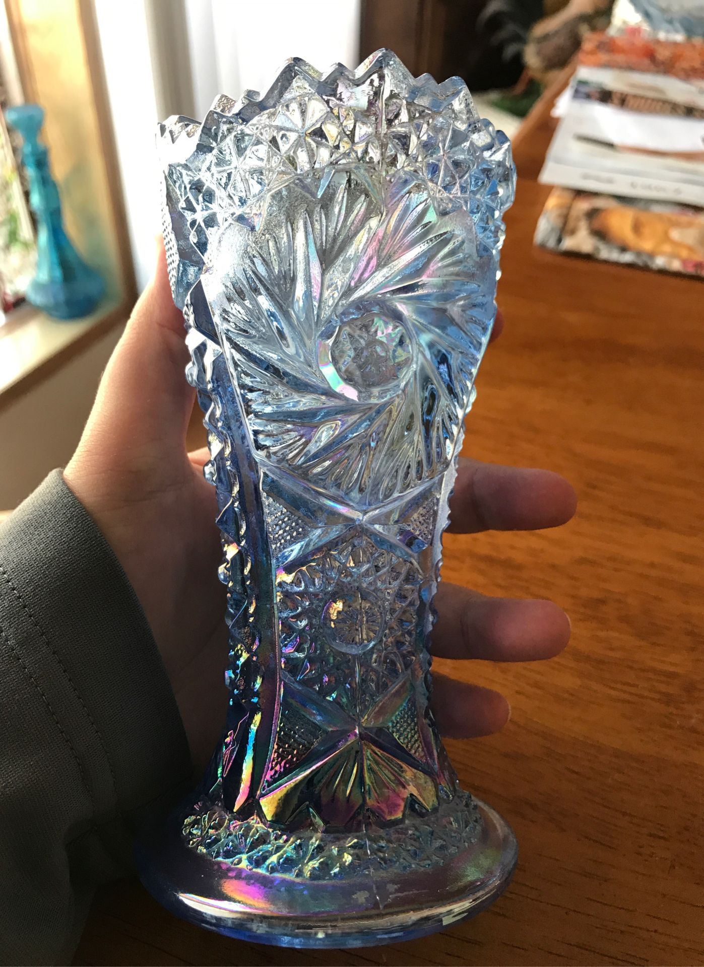 Blue Glass Flower Vase