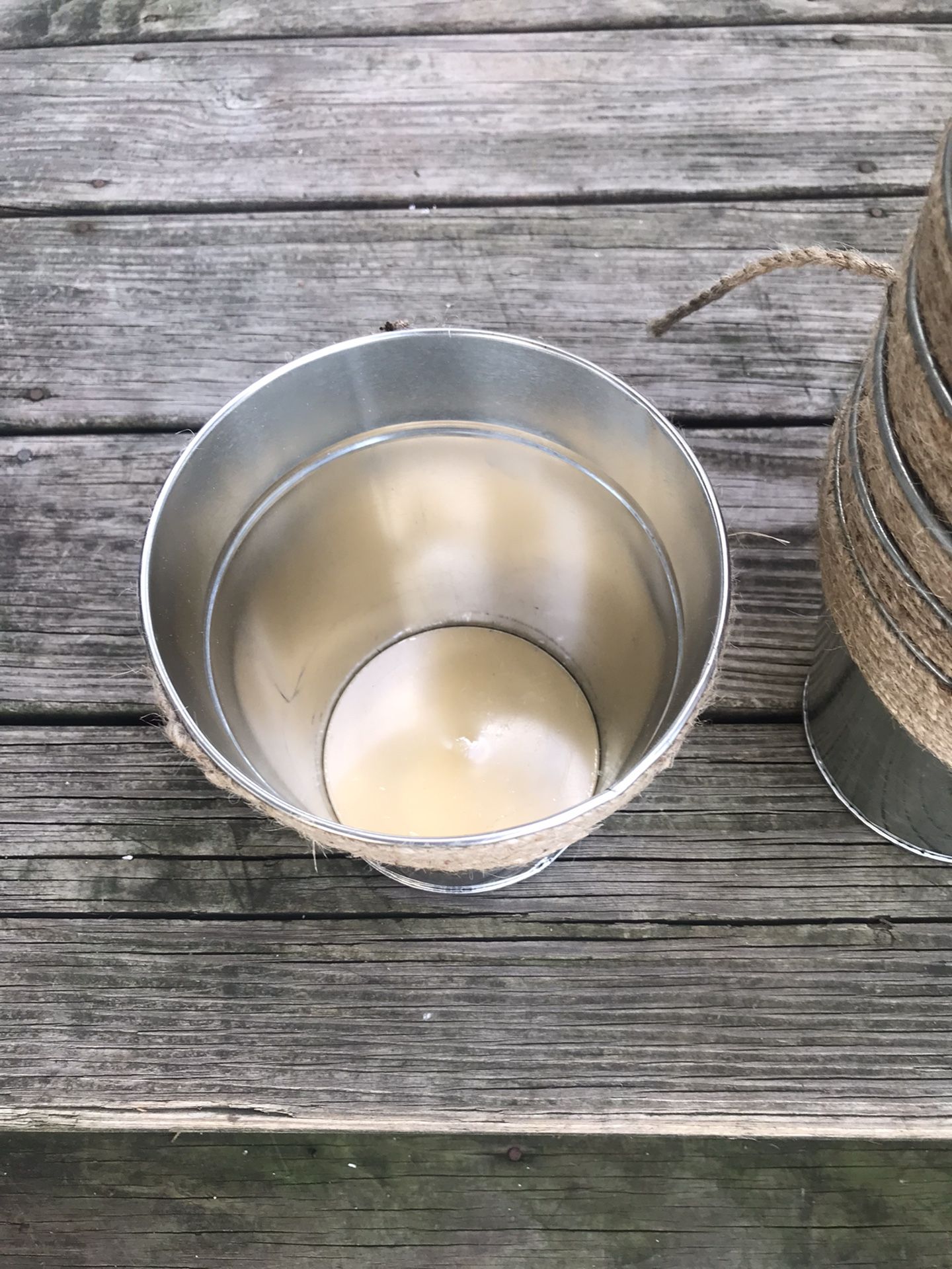 Metal Buckets With Jute Wrap