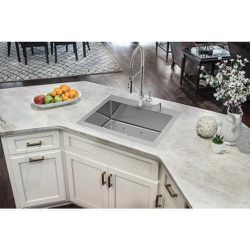 Glacier Bay Dual Mount 18-Gauge Stainless Steel 33 in. 2-Hole Single Bowl Kitchen Sink with Grid and Drain Assembly -#73800 -OS Thumbnail