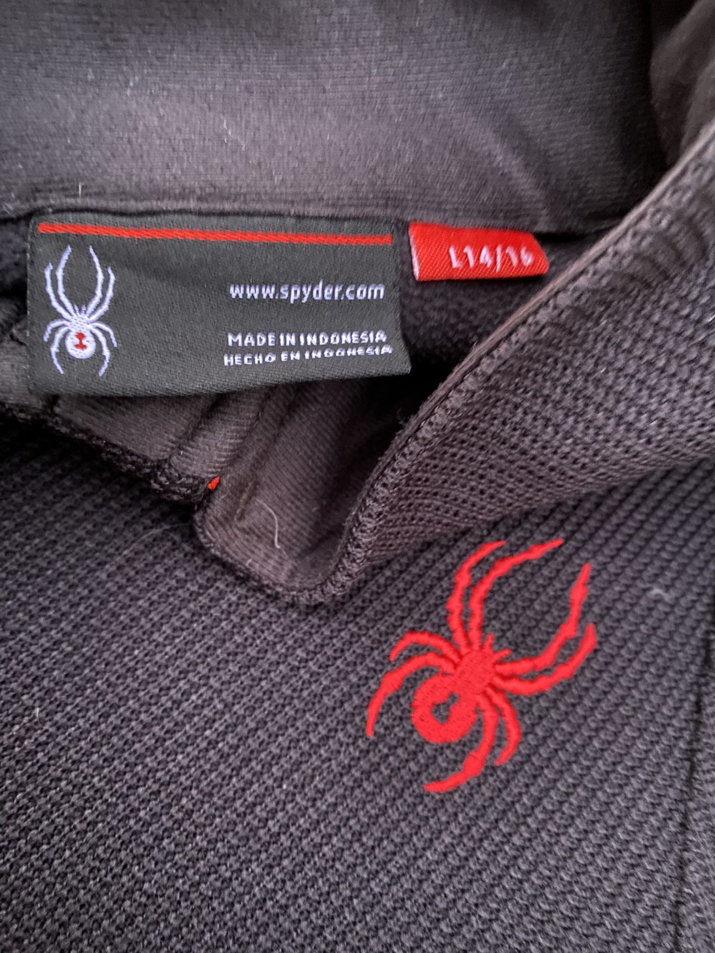Junior Size Large (14/16) Black With Red Spyder Zip Front Sweat Shirt / Jacket