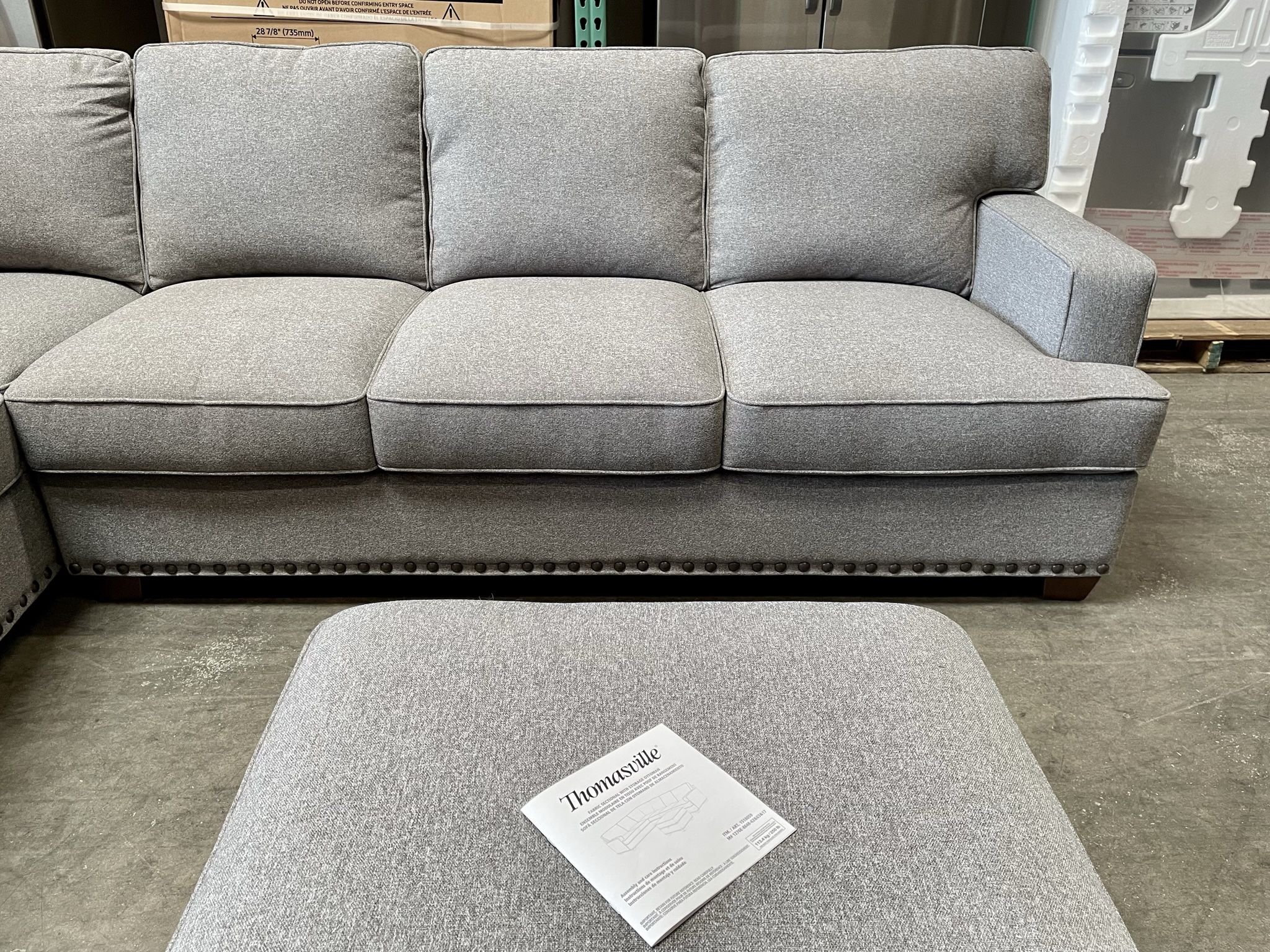 Thomasville Emilee Fabric Sectional With Storage Ottoman Gray For Sale   C8355dd4298749d2bf33d450156fe415 