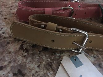 Brand New High Quality Navy Blue Leather Dog Leash & Collar Set Thumbnail