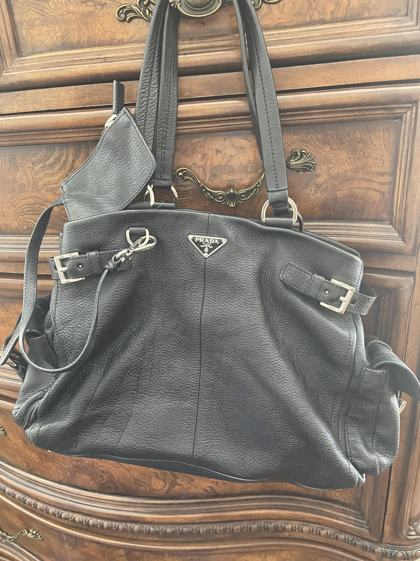 Prada Black Leather Bag Purse Great Condition  Reduced 