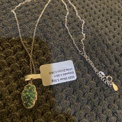 New Genuine AAA Emerald & silver Necklace  Thumbnail