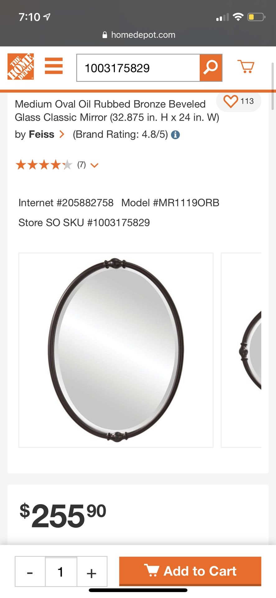 Medium Oval Oil Rubbed Bronze Beveled Glass Classic Mirror (32.875 in. H x 24 in. W)