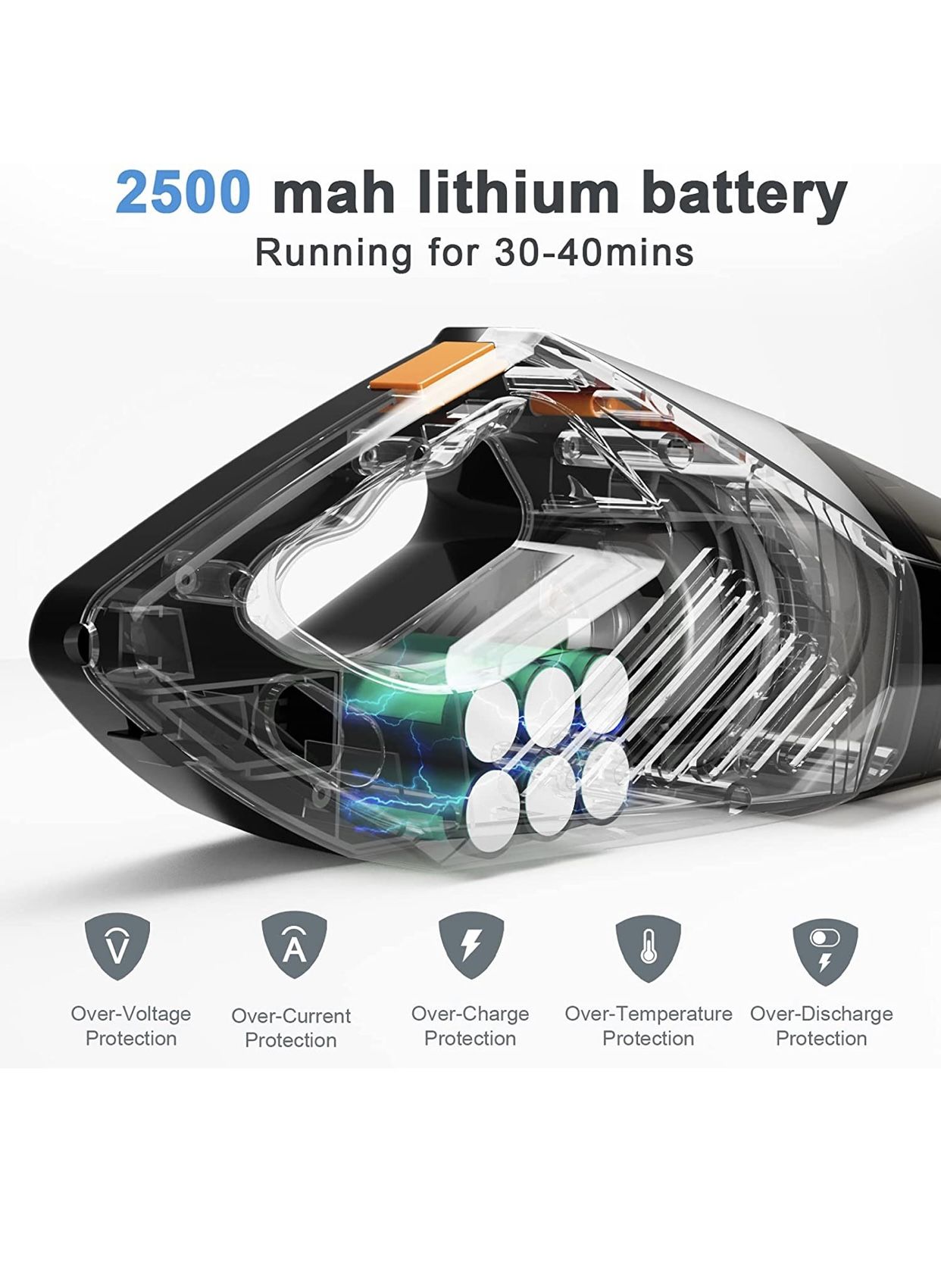 Cordless Vacuum Cleaner, 2200Mah Li-Ion Battery Portable Cordless Vacuum 12000Pa Powerful Suction Stick Vacuum, 4 in 1 Lightweight Handheld Vacuum Cle
