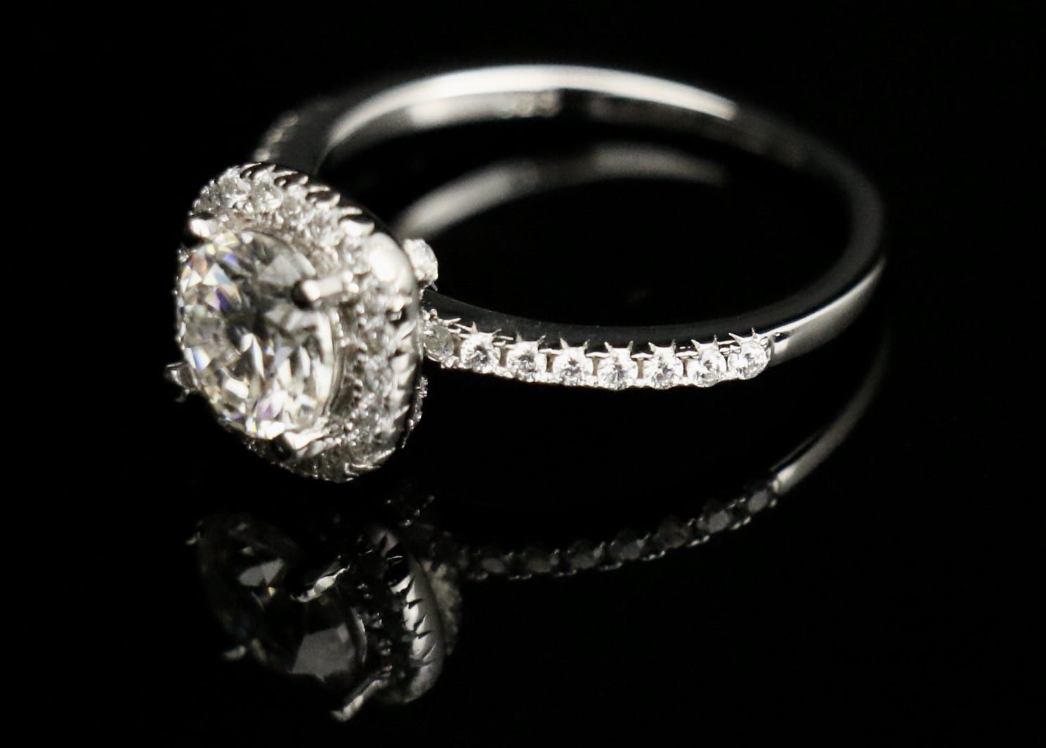 1.5c Moissanite Silver Engagement Ring 