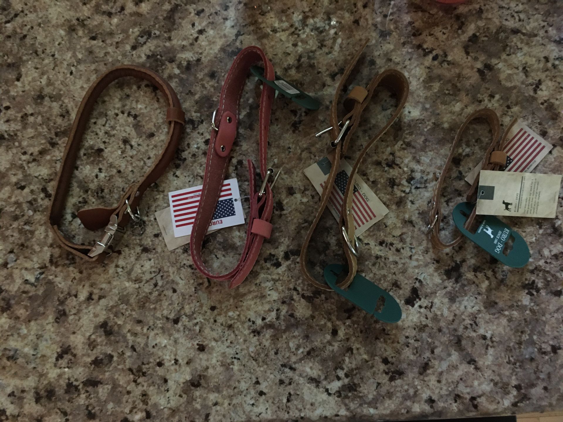 Brand New High Quality Navy Blue Leather Dog Leash & Collar Set