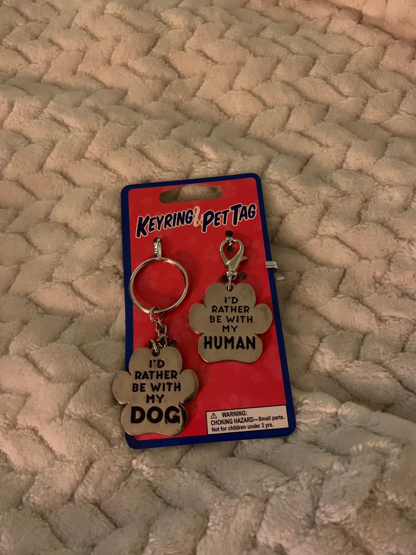 Pet keychain and matching dog tag