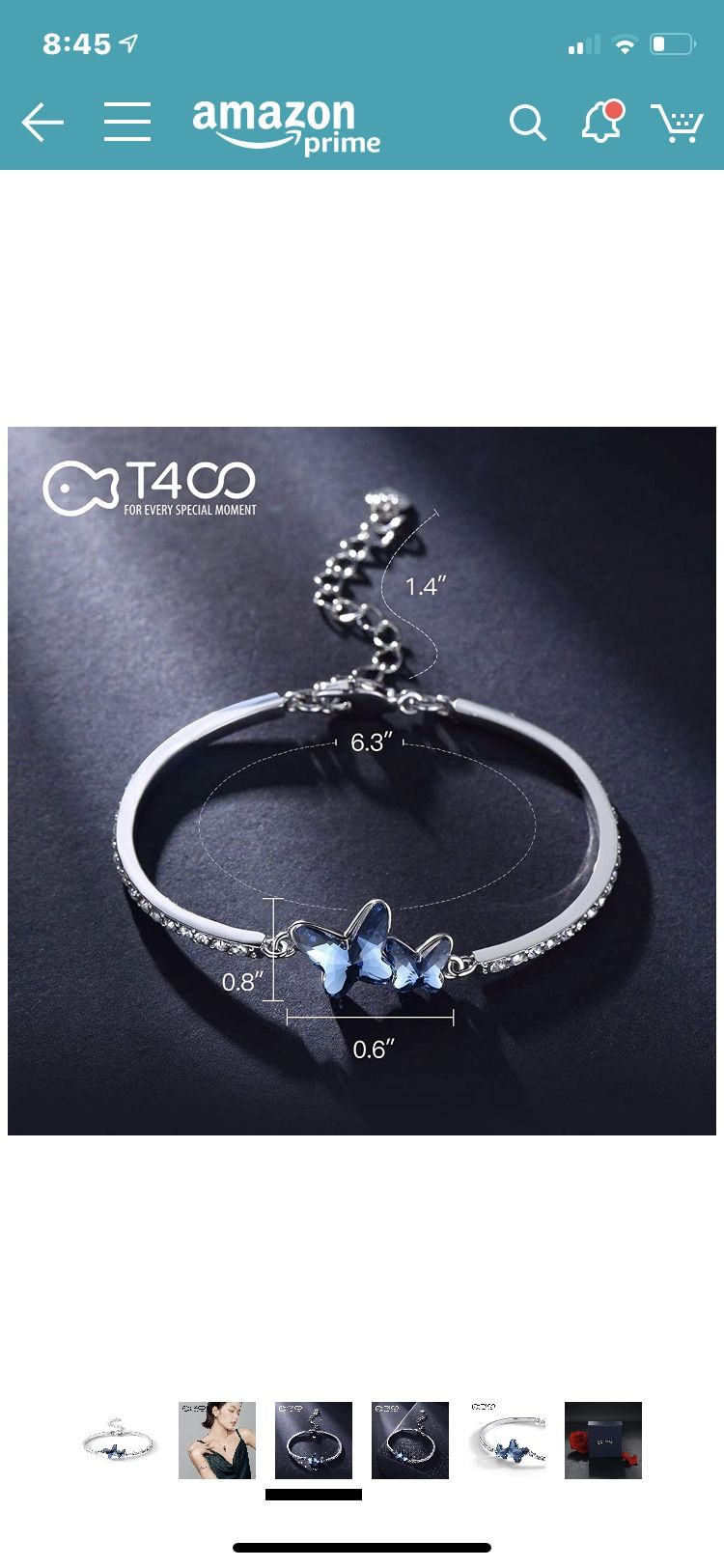 Blue purple butterfly bracelet, earrings & necklace