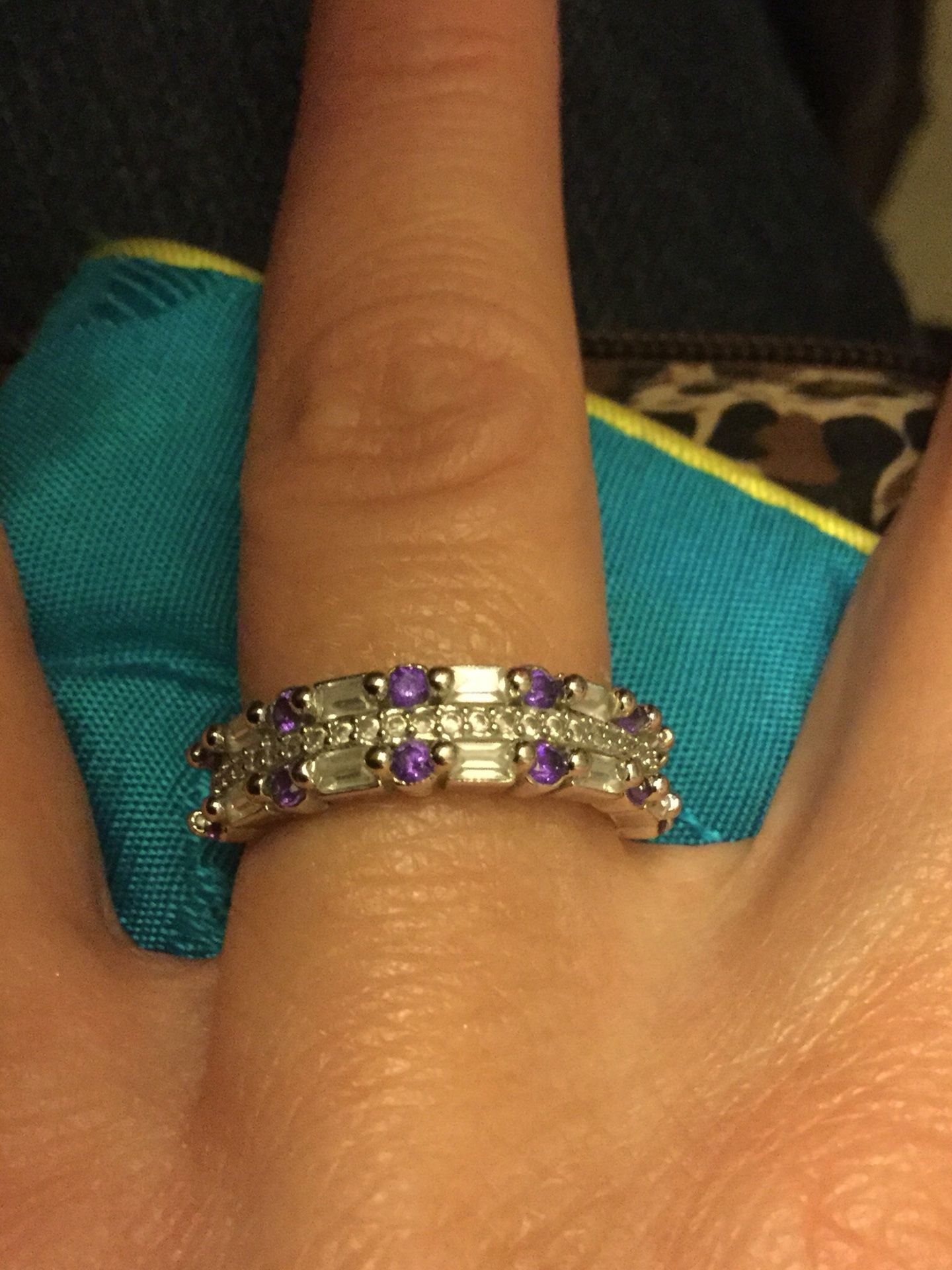 Amethyst gemstone ring 💜 Beautiful 925 stamped Silver and white gold filled Muti Sapphire Ring / Size #5 NEW Jewelry