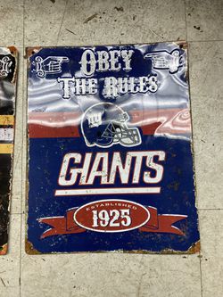 NFL NY GIANTS NHL BOSTON BRUINS Obey The Rules Embossed Tin Sign Vintage Style 11.5 x 14.5 $15 EACH Thumbnail