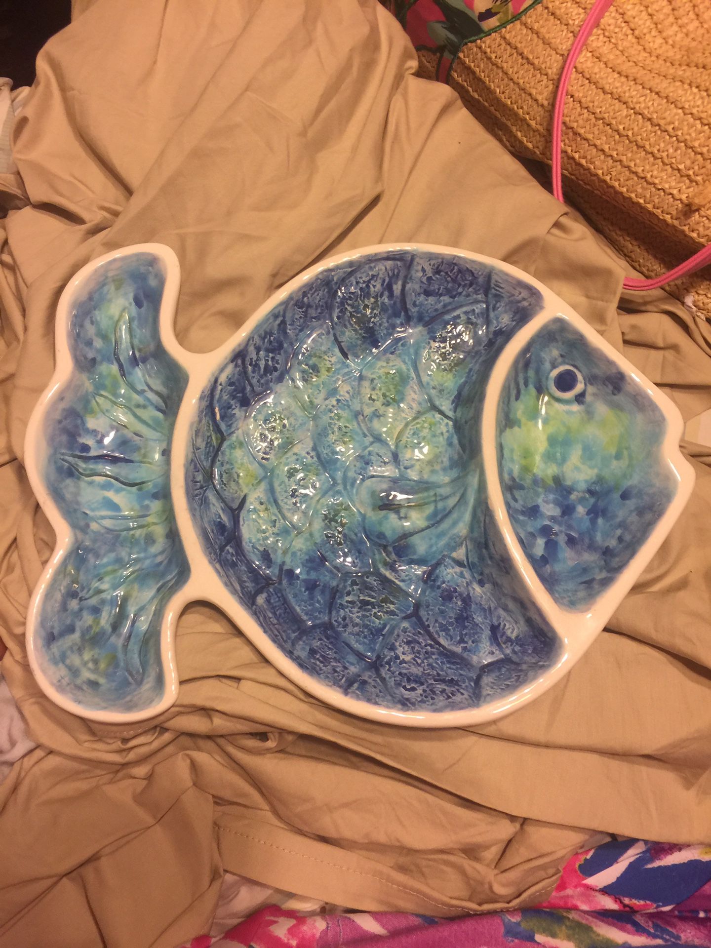 Summer Living Chip Dip Serving Dish Bowl fish