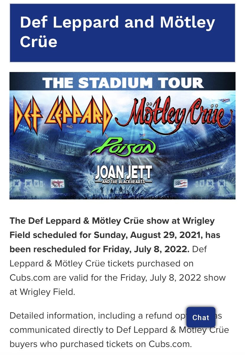 Def Leppard /Motley Crue - Wrigley Field JULY 8TH