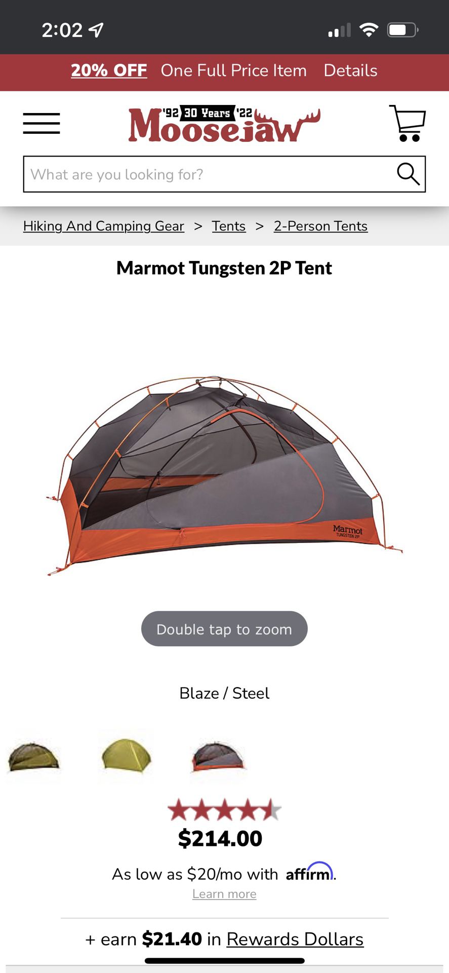 Marmot Tungsten 2  Person Tent 