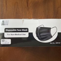 3 Ply Disposable Face Masks - Black/WHITE Pick Up Tarzana ! Thumbnail
