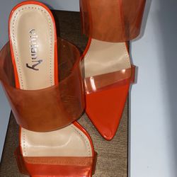 Clear Orange Stiletto Heels  Thumbnail