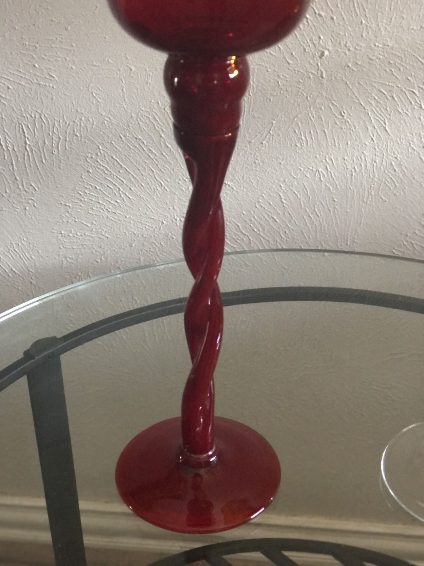 Pair Of Tall Tealight Glass Candelabras