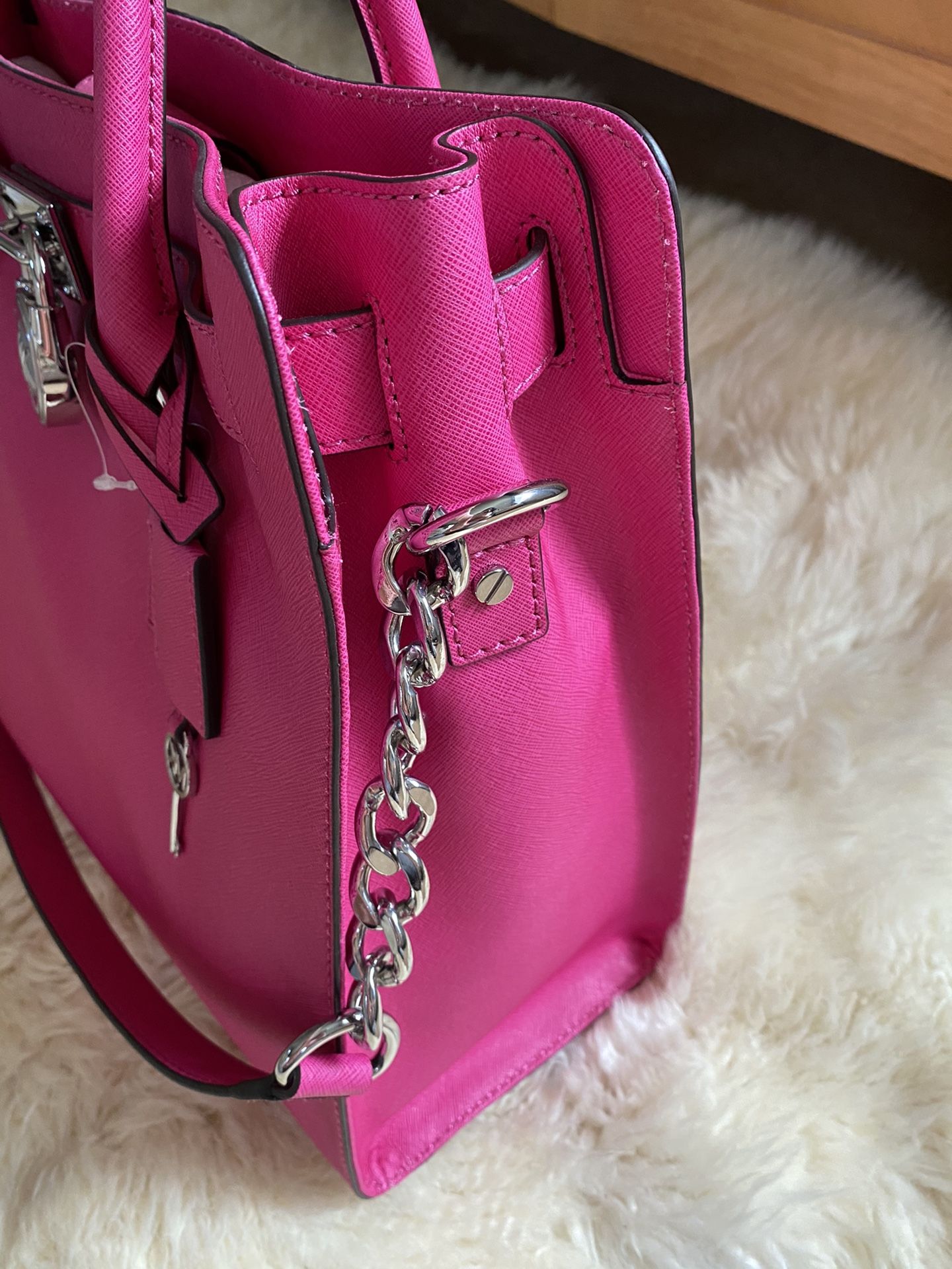 Michael Kors Large Hamilton Raspberry Pink Saffiano Leather Tote Bag