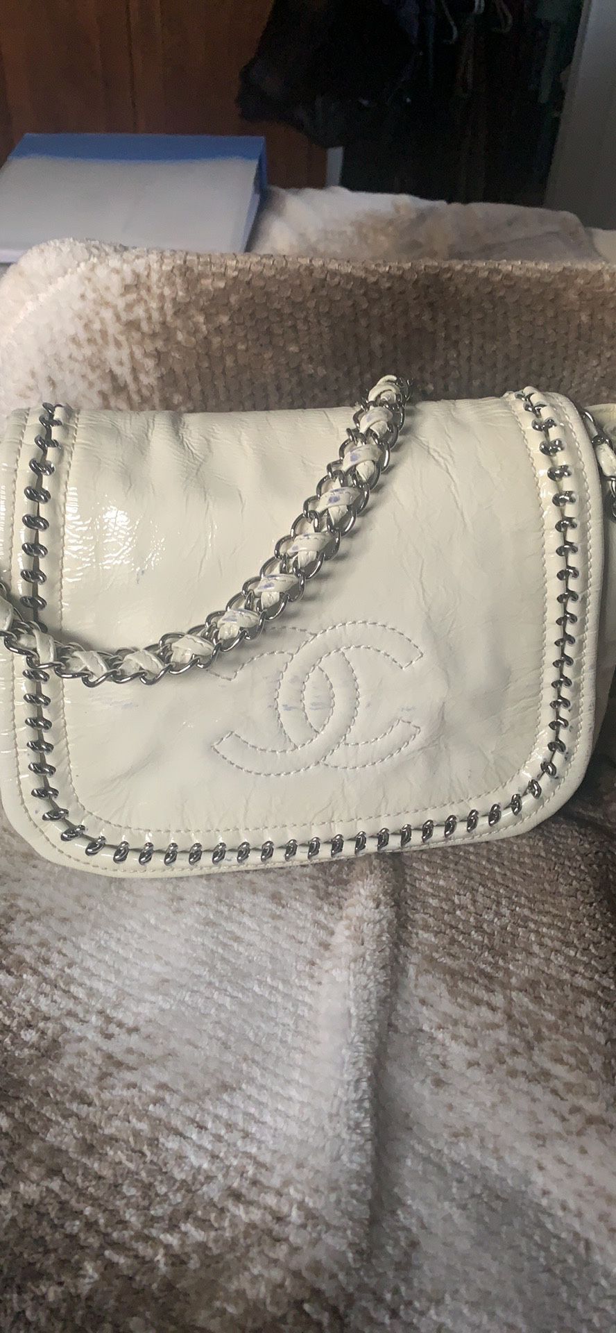 Chanel Luxe Ligne White Paten Leather Flap