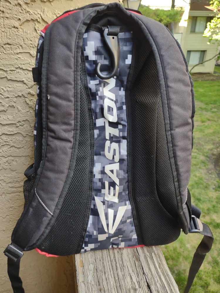 Easton Brand Pixelated Design Red Black And Gray Backpack Softball Baseball Bag