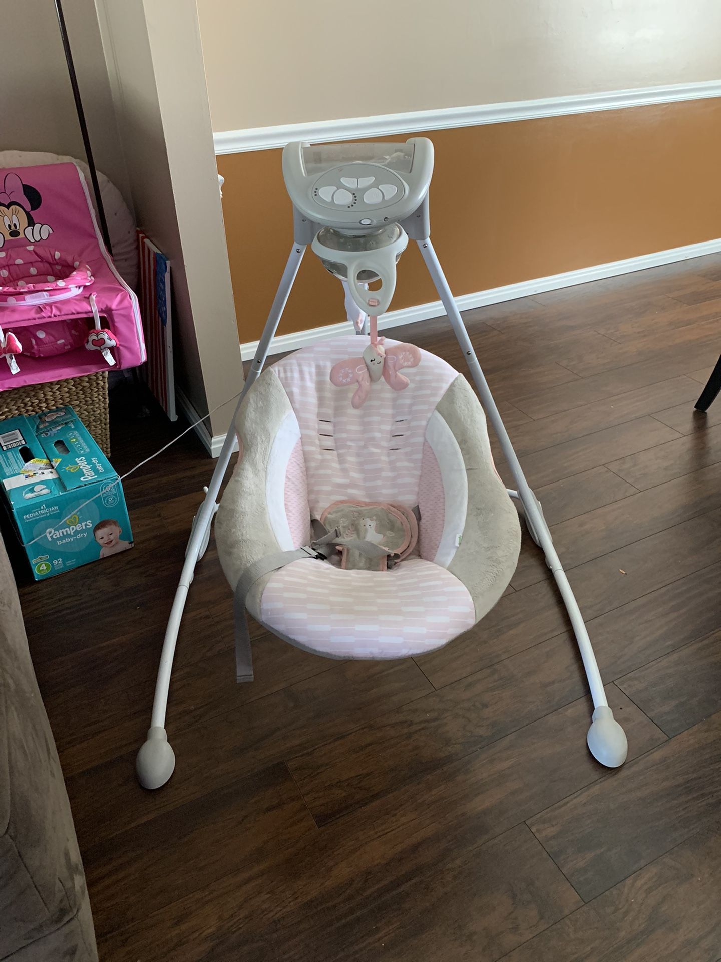 InLighten Cradling Plug-In Swing With Light Beams Mobile - Flora the Unicorn