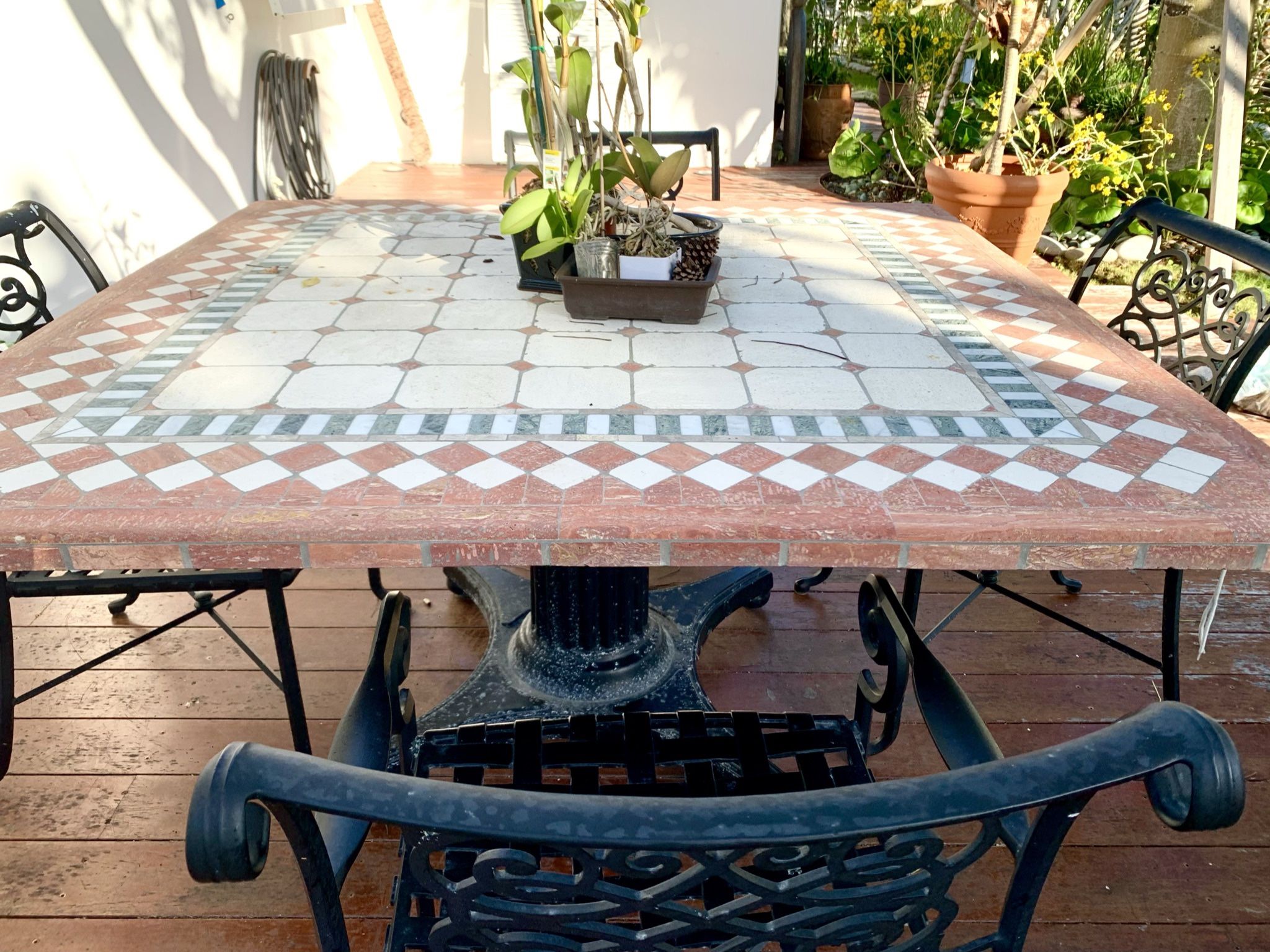 Beautiful Patio Stone 5x5 Pedestal Table