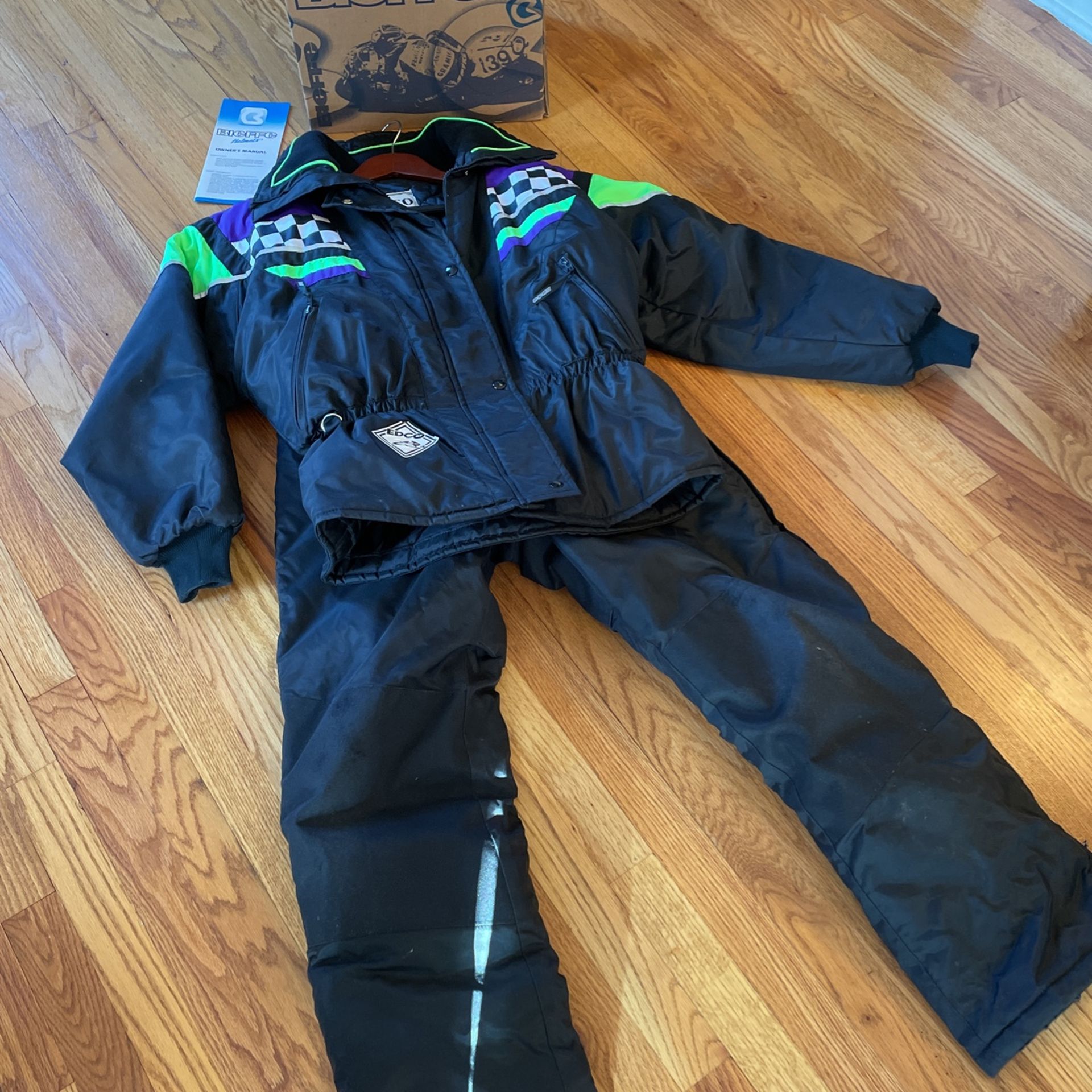 Bieffe Helmet And Vintage Arctic Cat Team Racing Snowmobile Suit