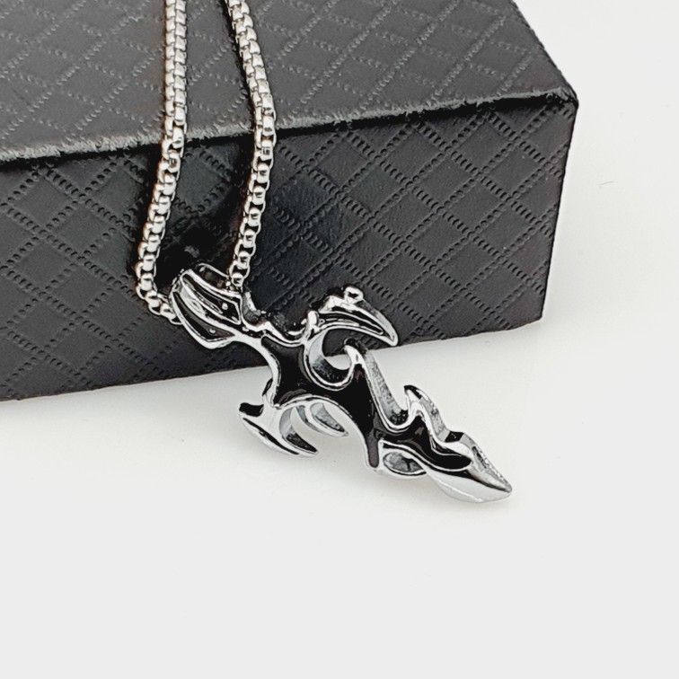 "Cross Enamel Cool Punk Style Bar Necklace, N90201P134