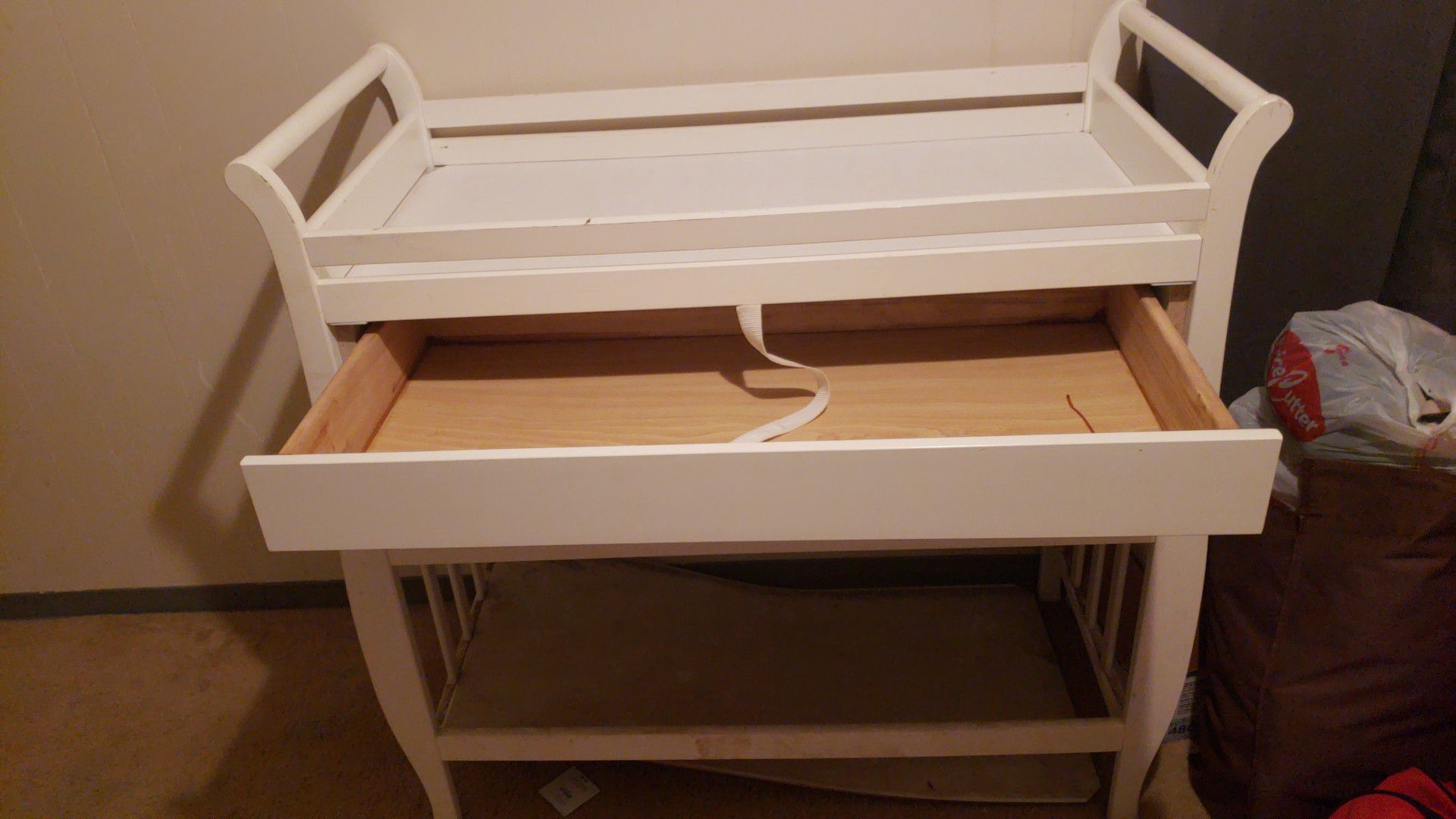 Changing table, crib, with everything in it