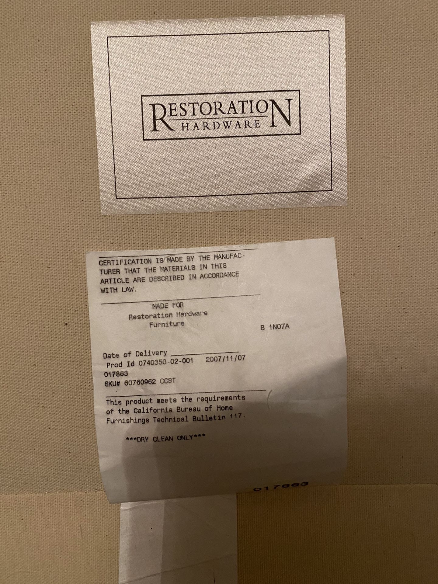 Restoration Hardware (couch And A Half)