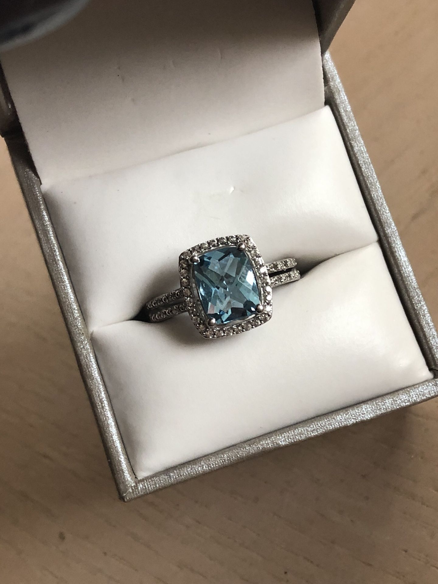 Blue Topaz and White Sapphire Ring