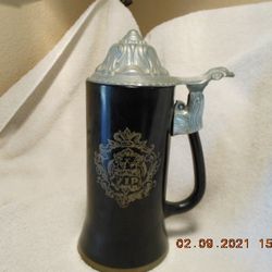 Narrow Lidded Beer Stein with a Crest and "VIP" on one side and a poem on the other side. Thumbnail
