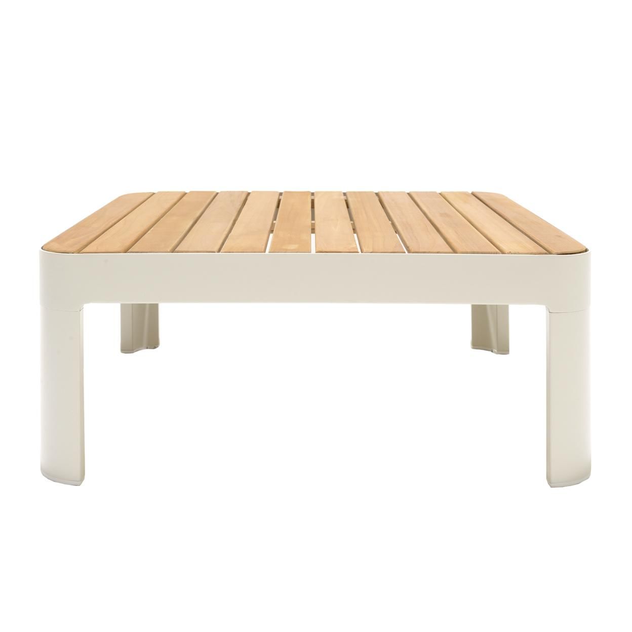 Saltoro Sherpi Outdoor Sofa with Slatted Snack tray, Set of 2, Light Gray