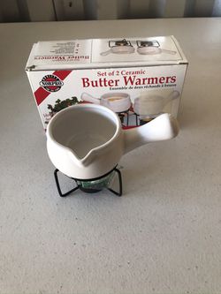2 sets of 2 Ceramic Butter Warmers (4 total warmers) with Stand and candles Thumbnail