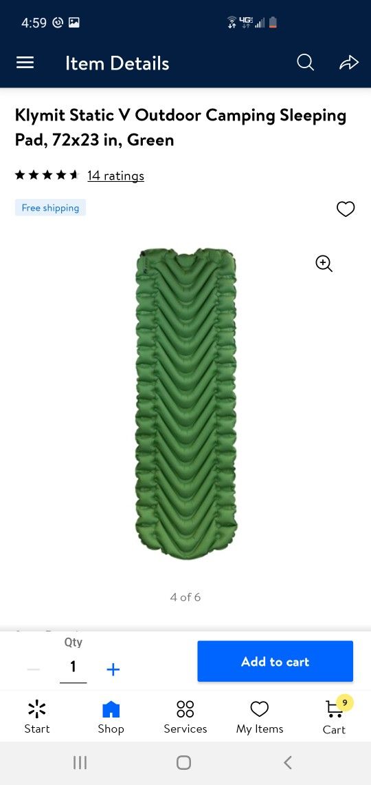 New Klymit Static V Outdoor Camping Sleeping Pad 73×23 In.. Below Retail Price 4left Retails For $55 Selling For $30each ..