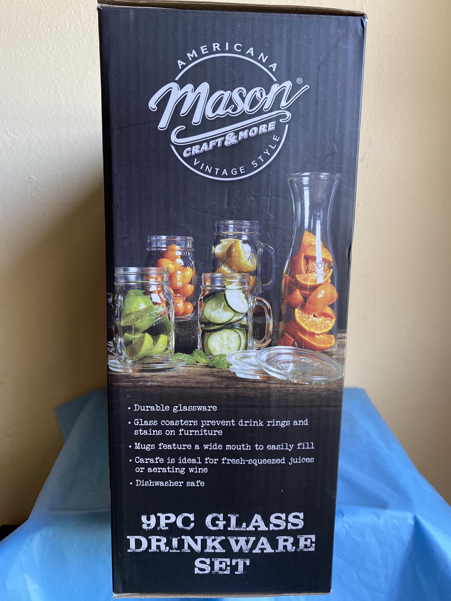 Mason 9pc Glass Drinkware Set*NIB*