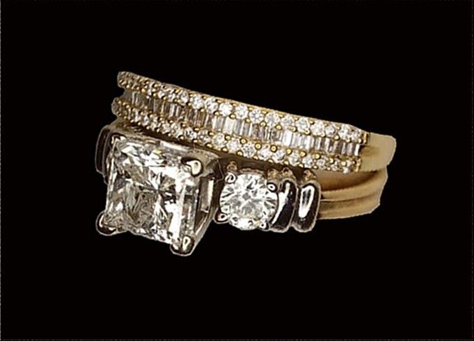 1.60 carat princess cut diamond engagement ring set gold new