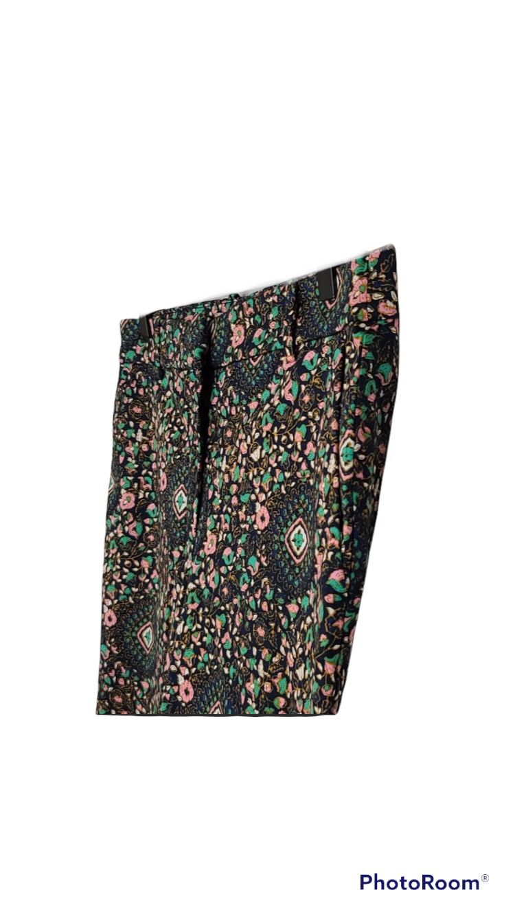 J.Crew Factory Skimmer Cropped Medallion Print Green & Pink Pants Woman’s Size 8